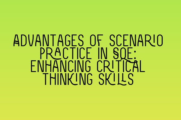 Advantages of scenario practice in SQE: Enhancing critical thinking skills