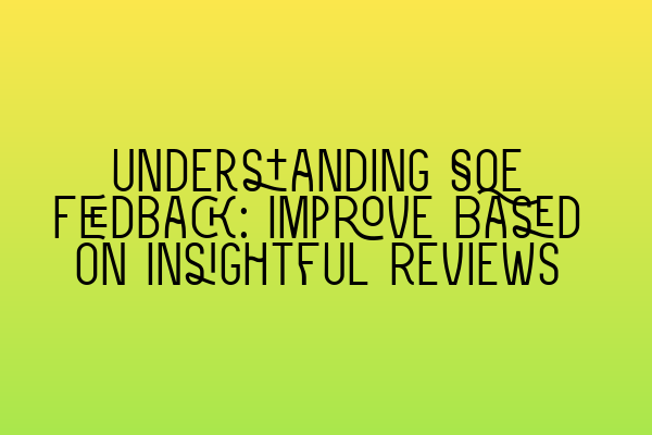 Understanding SQE Feedback: Improve Based on Insightful Reviews