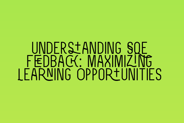 Understanding SQE Feedback: Maximizing Learning Opportunities